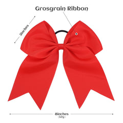 Nœud Cheer rouge 8 pouces YHXX YLEN, élastique intégré pratique