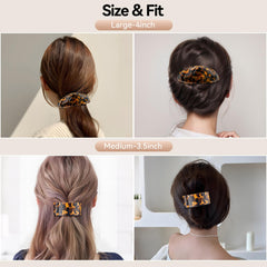 Barrette YIERSO oval acétate moyenne tortue, idéale pour demi-queue.