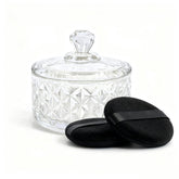 YINGMAN grand pouf à poudre pour le corps avec conteneur en verre, pratique et facile d'utilisation.