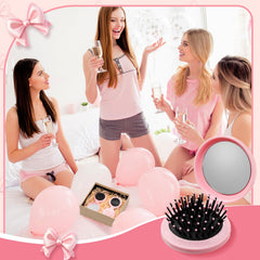 Brosse compacte portable Yiyiring rose, idéale pour déplacements.