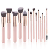 Ensemble YJ-Anyue de 14 pinceaux rose, pour un maquillage précis et agréable.