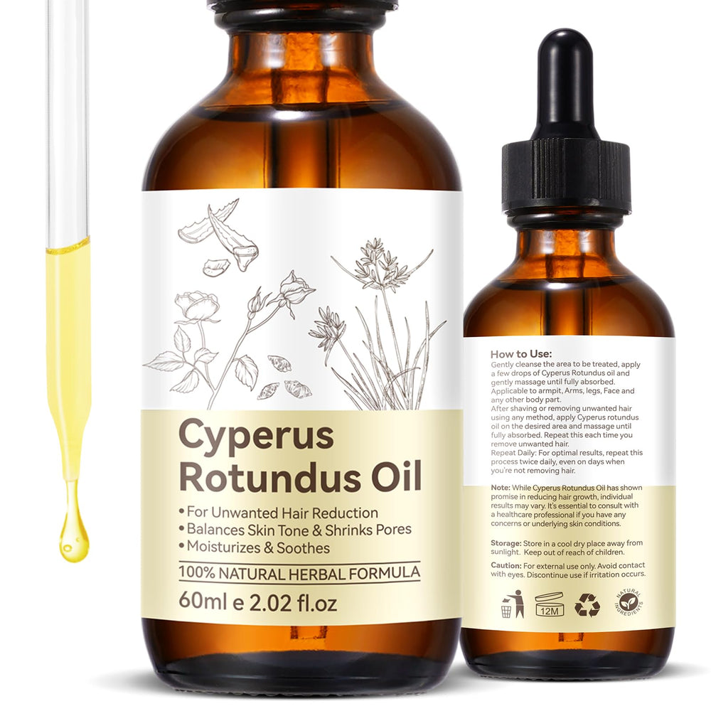 Huile Cyperus Rotundus YJDHRPBI dans sa bouteille pour douceur et hydratation