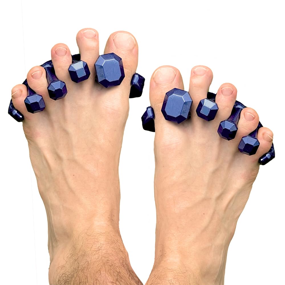 YogaToes Gems pour hommes, vue générale des pieds, confort potentiellement amélioré après l'entraînement.