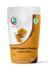 Poudre curcuma sauvage Yogi’s Gift dans bol, soin du visage doux.