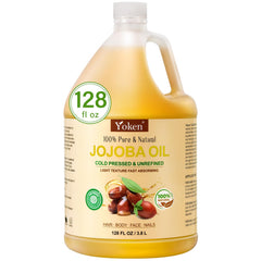 Huile de jojoba Yoken en bouteille galon, idéale pour soins capillaires et peau.