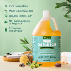 Savon Yoken Castile sans parfum utilisé comme savon vaisselle, nettoyage efficace.