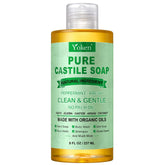 Bouteille Yoken Savon Castile Menthe pour une peau douce et rafraîchie.