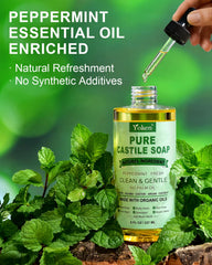 Mousse légère du savon castile menthe prêt à l'emploi.