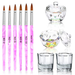 Pinceaux acryliques Yokilly et dappen dish, ensemble polyvalent pour mélanger et appliquer l'acrylique.