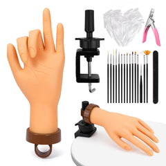Main Yokilly de pratique pour ongles acryliques avec pince, toucher réaliste.