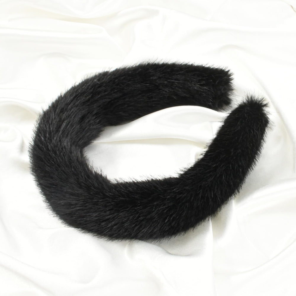 Bandeau Yonchic en fausse fourrure noir pour un confort quotidien