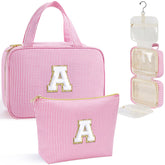 YOOLIFE sac toilette pendu rose, ouverture 360 pour un accès rapide.