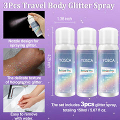 Yosca Glitter Brillance Cheveux, rendu scintillant sans effort.