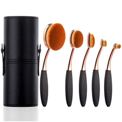 Ensemble de pinceaux Yoseng oval pour maquillage avec étui noir, application précise.