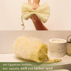Éponge loofah YOTDHUO dans la main, douceur et confort.