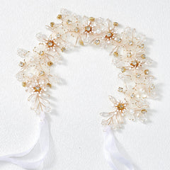 YOUlDIANZI couronne princesse fleurs perles, idéale pour un mariage élégant.