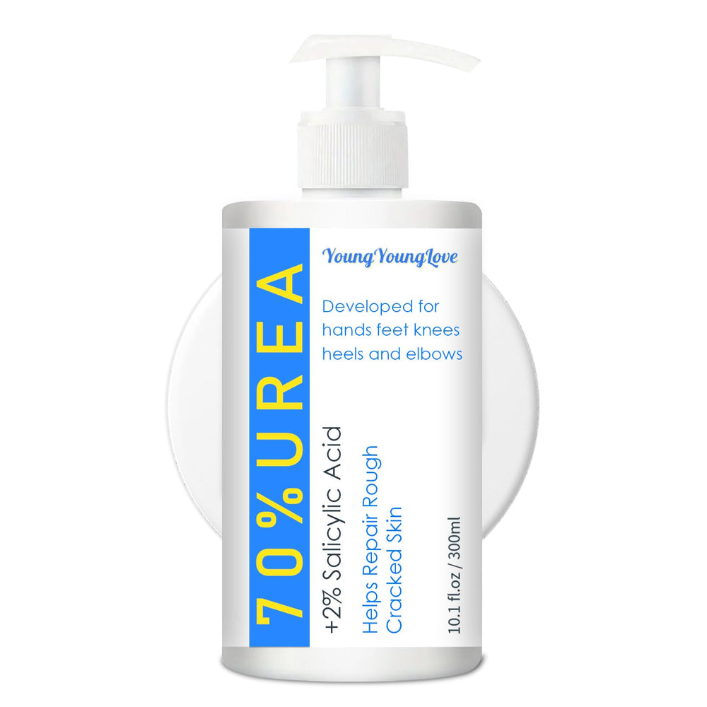 Crème YOUNGYOUNGLOVE à la bouteille, hydratation en profondeur des pieds.