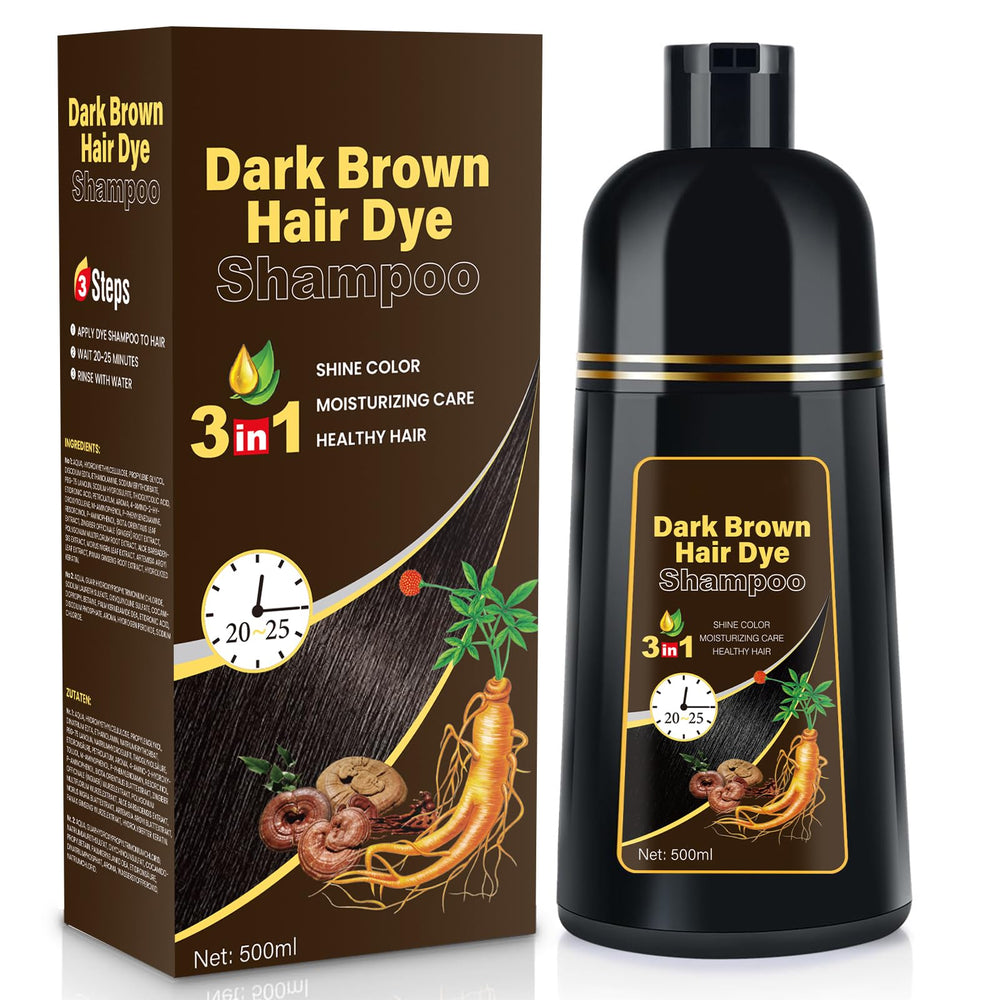 YOURTONE Shampoing colorant brun foncé en application sur cheveux secs pour coloration rapide.