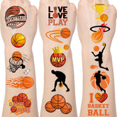 Tatouages Yoyuspy basket-ball – feuille complète pour décor de fête sportif.