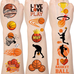 Tatouages Yoyuspy basket-ball – feuille complète pour décor de fête sportif.