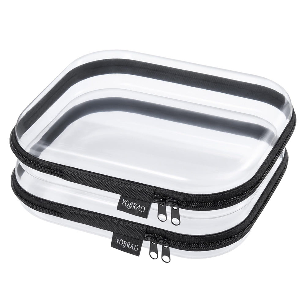 YQBRAO étui rigide transparent avec fermeture éclair noir, lot de 2 pour rangement efficace