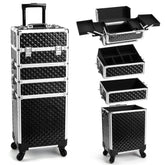 Yueieoun coffret-maquillage-roulant-4-en-1, rangement pratique pour professionnels et voyageurs.