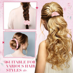 Yuxung serre-cheveux plush/organza/lace rose; textures variées pour un look romantique et sophistiqué.