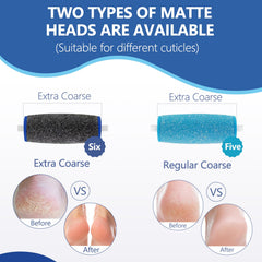 Rouleaux rugueux réguliers Zaboul pour Amop Pedi Perfect, peau lisse après usage.