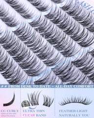 zanlufly cils clusters bande transparente 14 mm pour longueur visible et effet spectaculaire