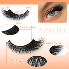 Cils Zanlufly mink regard-renard pour un effet lifting discret.