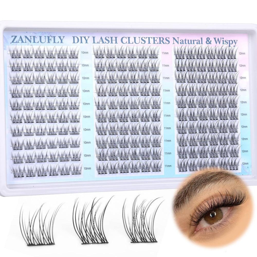 Cils clusters effilés Zanlufly CC-curly 10-12mm, look naturel et léger