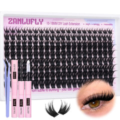 Le kit Zanlufly de clusters cils D-curly offre un volume naturel et rapide à obtenir.