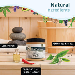 Feuillage de chanvre et huile essentielle visibles dans la formule Zatural.