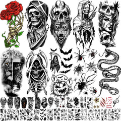 Tatouages Zeecdatoo fête d'Halloween ensemble 52 feuilles pour costumes.