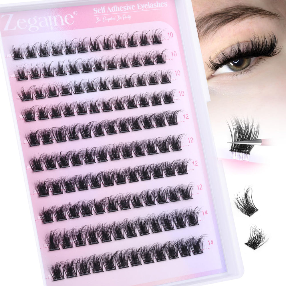 Cils auto-adhésifs Zegaine, clusters naturels 10-14 mm pour un regard subtil.