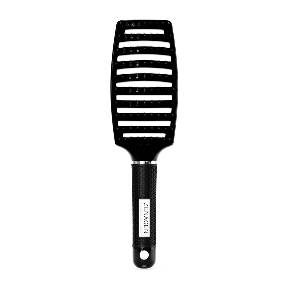Zenagen Zen Brush noir, démêlage doux pour cheveux sans casse.