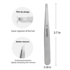 ZERNBER pinces-sourcils plat en acier inoxydable, durabilité et hygiène facilitées