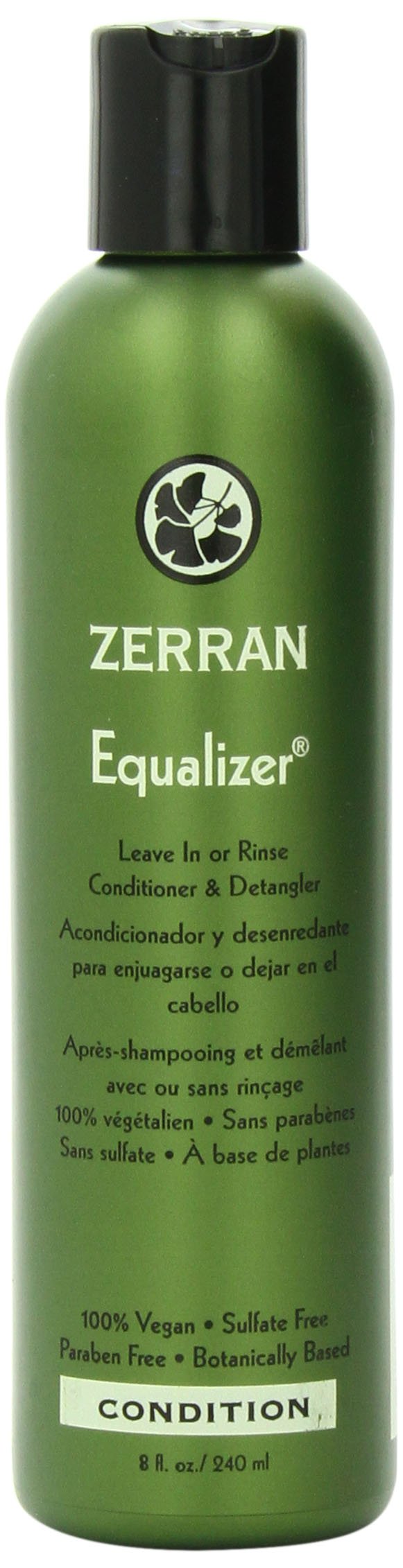Zerran après-shampoing, bouteille avec pompe, démêle facilement et apporte de la brillance.