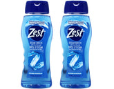 Gel douche Zest Ocean Breeze dans sa bouteille, rafraîchissant pour la douche quotidienne.