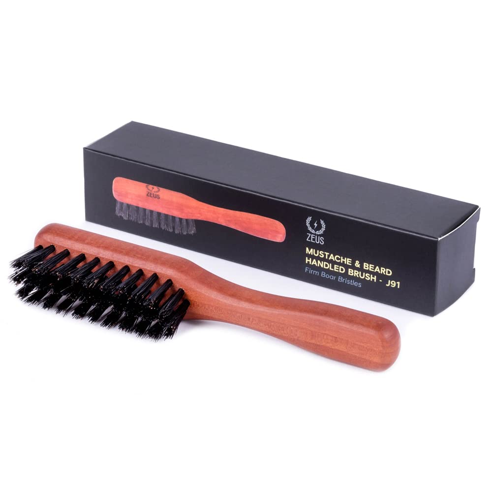 ZEUS brosse à poils de sanglier avec manche pour un contrôle précis de la barbe.