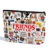 Trousse ZHAMEN avec motif Friends, idéale pour ranger maquillage en voyage.