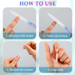Lime à ongles en verre nano-polie Zhehao, précision délicate pour ongles fragiles.