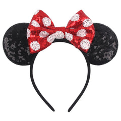 Bandeau zhezesmila oreilles souris avec paillettes et pois, look amusant pour fete.