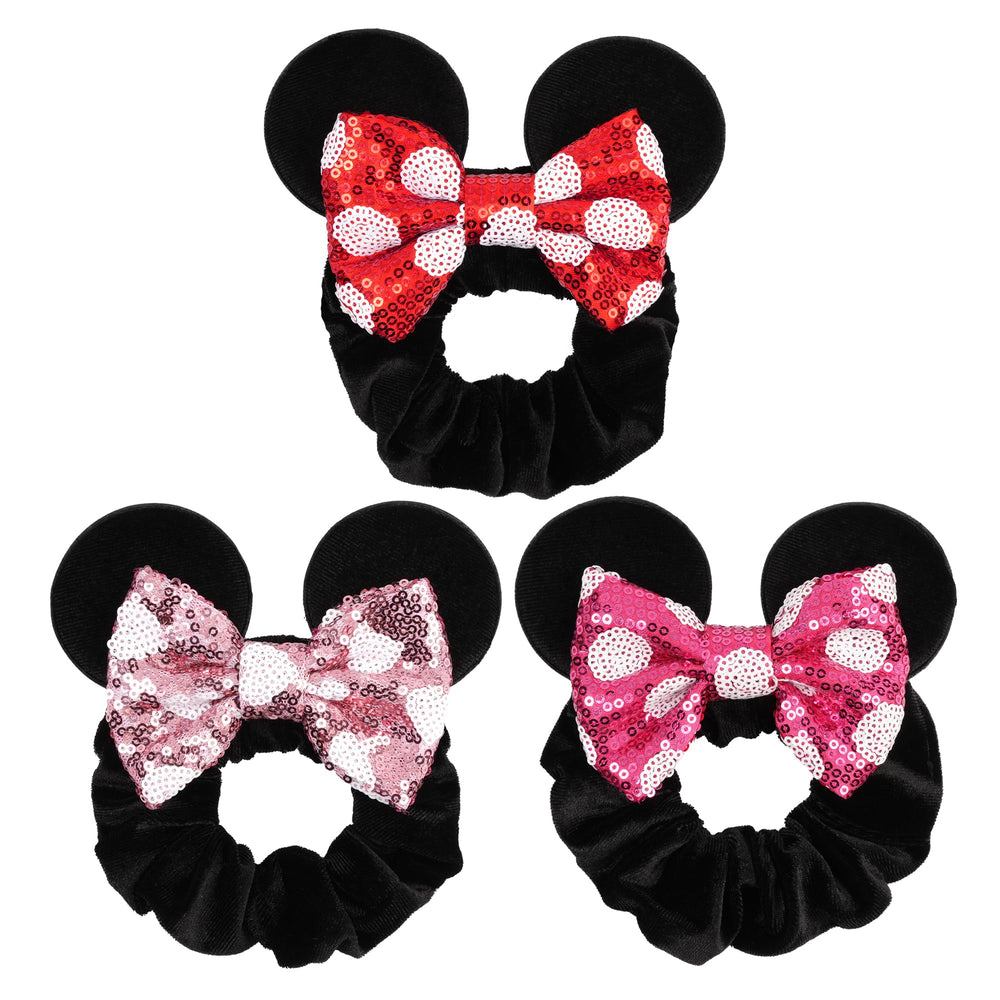 Chouchou velours zhezesmila avec oreilles de souris et nœud – idéal pour coiffure quotidienne.