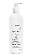 Lait de chèvre Ziaja, bouteille du soin hydratant pour la peau.