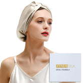 Bonnet ZIMASILK en soie 22 momme pour dormir et protéger les cheveux.