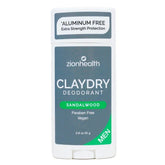 Zion Health Déodorant argile-sec bâton santal, neutralise les odeurs.