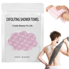ZIVWAGX exfoliating shower towel two-sides for gentle cleansing and deeper exfoliation.
