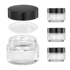 ZIYIZE ensemble de 4 pots en verre clair 30 ml avec couvercles, pratique pour rangement.