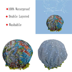 Bonnet de douche double couche imperméable protège les cheveux pendant la douche